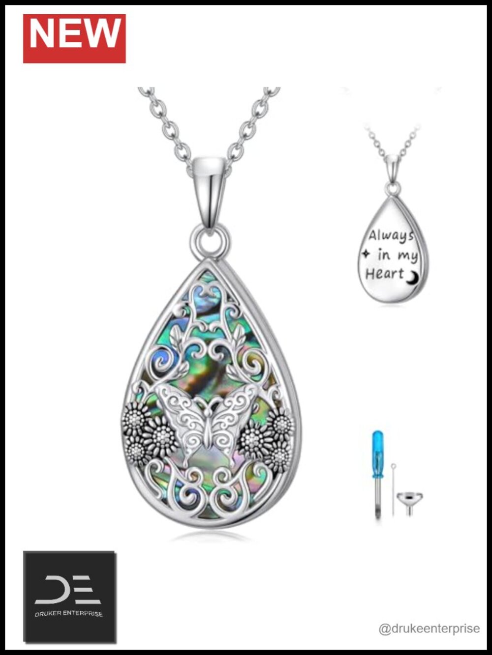 925 Sterling Silver Butterfly Urn Necklace for Ashes Memorial Cremation Jewelry